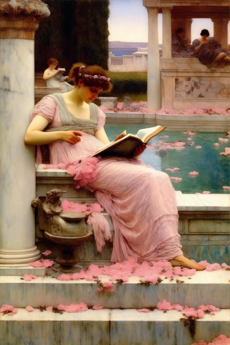 00248-2996985641-_lora_Lawrence Alma Tadema Style_1_Lawrence Alma Tadema Style - woman reading a book next to a fountain with pink flowers vivid.png